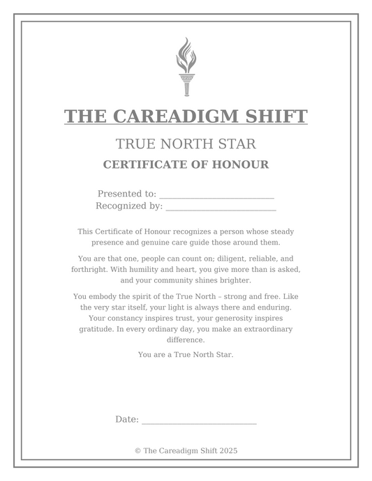 The Careadigm Shift-True North Star-Certificate of Honour