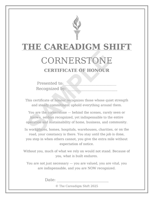 The Careadigm Shift-Cornerstone-Certificate of Honour